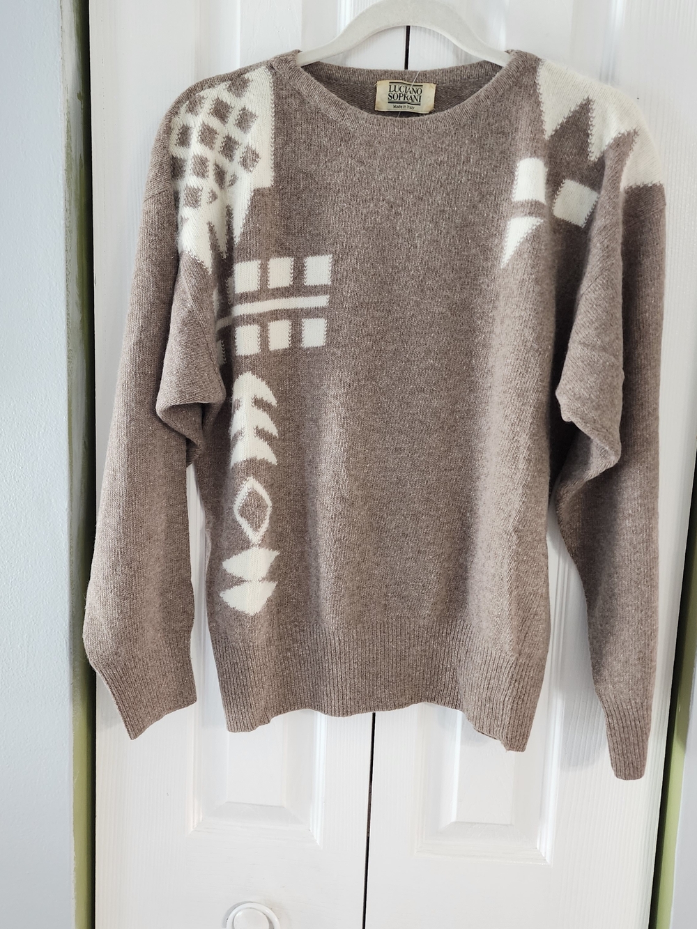 Vintage Luciano Soprani Wool Blend Geometric Sweater Made in Italy Size 42 - Picture 14 of 14